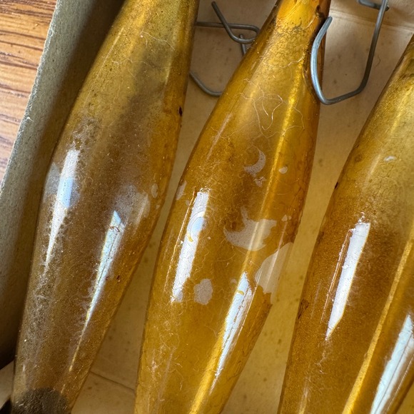 Vintage Glass Christmas Tree Ornaments Amber Teardrop Icicle Set of 12 Japan - Picture 7 of 11